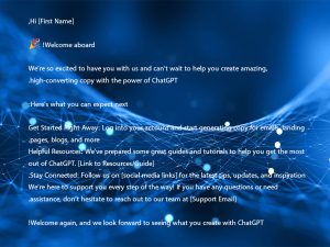 ChatGpt Write a Welcome E-mail